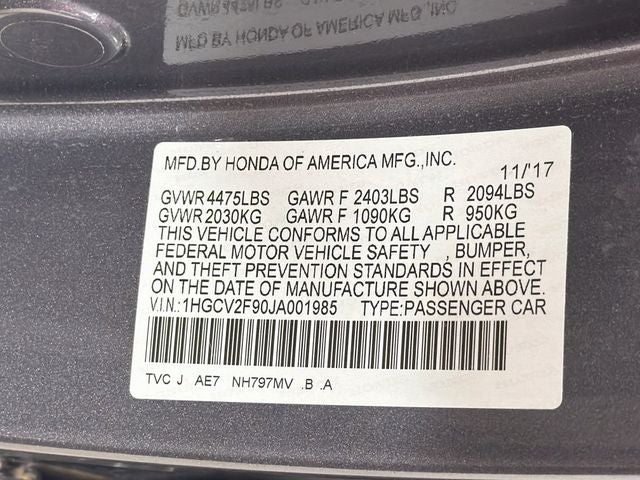 2018 Honda Accord Touring 2.0T