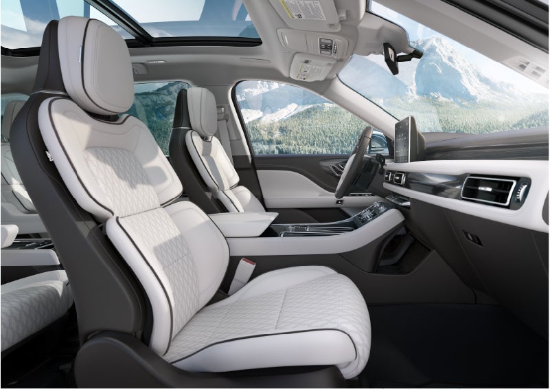 The interior of a Lincoln Aviator® Black Label model is shown in the Chalet theme | Bozard Lincoln in Saint Augustine FL