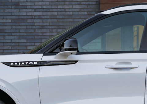 The driver’s door of a white 2025 Lincoln Aviator® SUV is showcased. | Bozard Lincoln in Saint Augustine FL