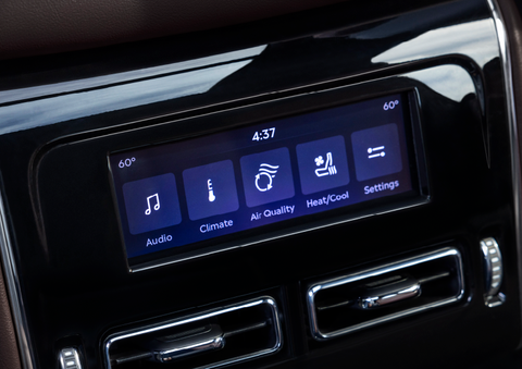 Driver controls like music, temperature, air quality, settings, and heat/cool seats are shown. | Bozard Lincoln in Saint Augustine FL