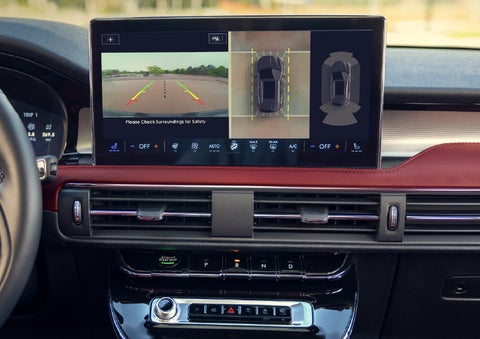 The large 13.2” SYNC® 4 center display featuring 360-Degree Camera of a 2026 Lincoln Corsair® SUV is shown.| Bozard Lincoln in Saint Augustine FL